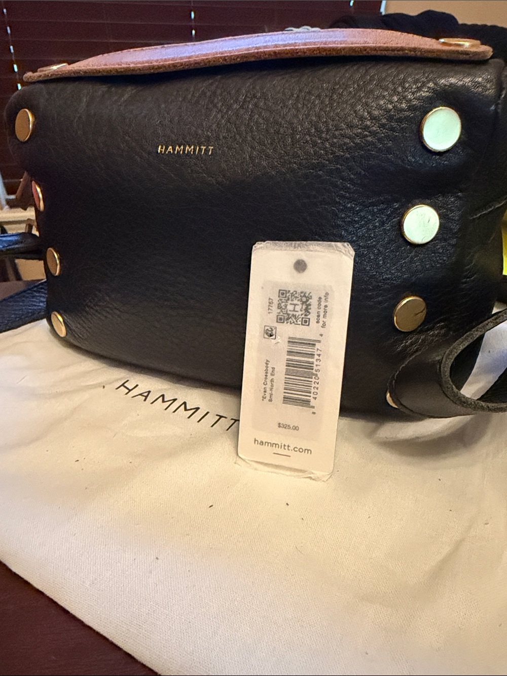 Hammitt Black Leather Crossbody with Gold Stud Accents - Picture 9 of 10